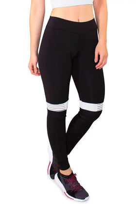 Calça Legging Feminina Fitness Preta com Detalhe Branco