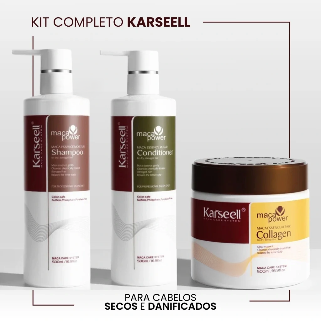 Kit Karseell Completo: Shampoo, Condicionador e Máscara