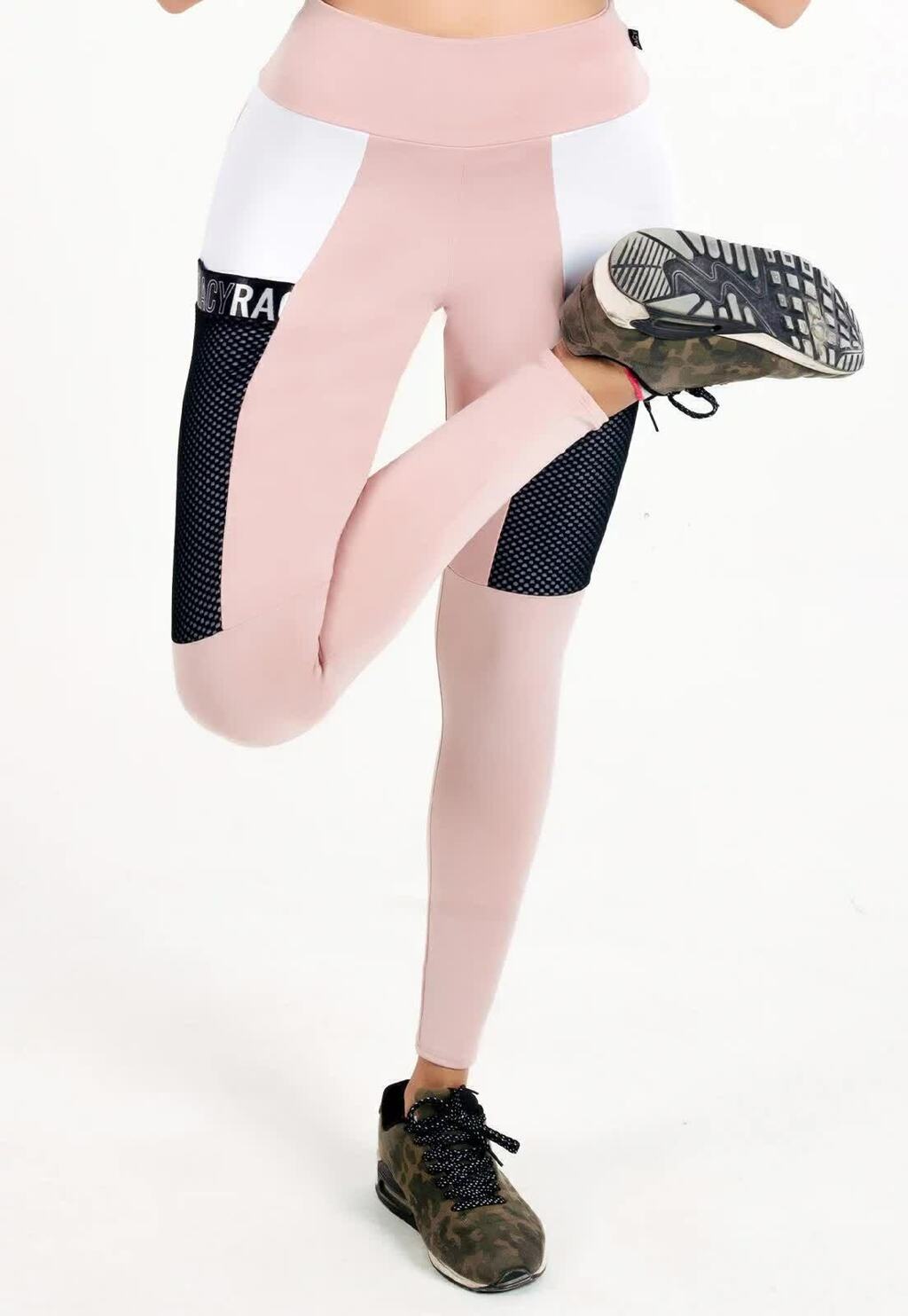 Calça Legging Feminina Cintura Alta Fitness com Bolso e Elástico Rosa