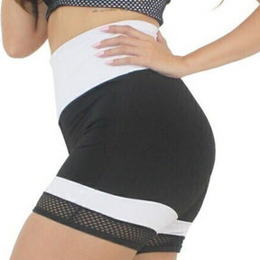 Conjunto Feminino Cropped e Short Preto com Branco