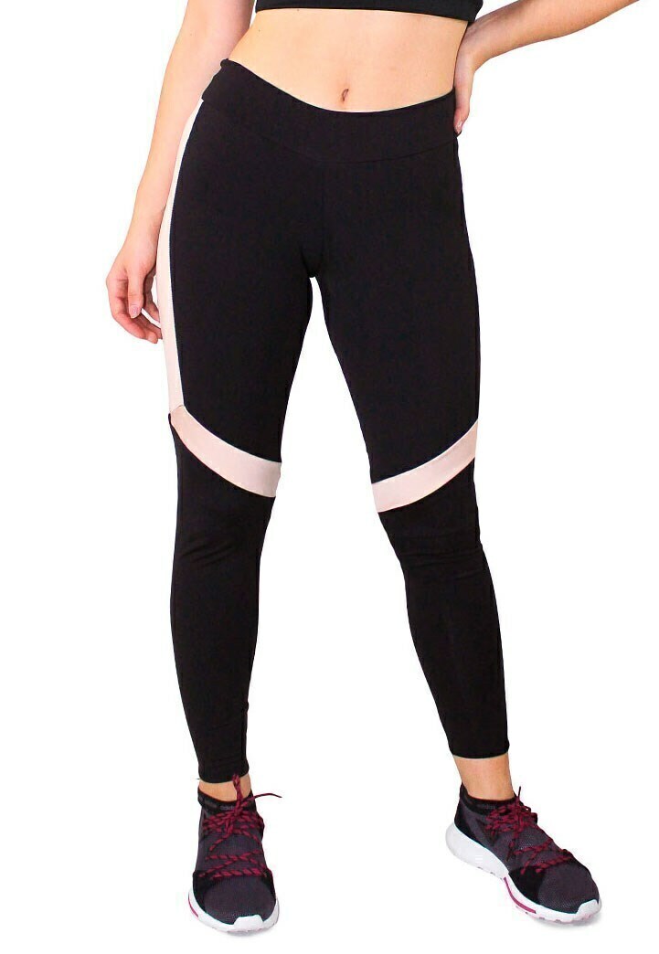 Calça Legging Feminina Preta Detalhe Branco Com Chocolate