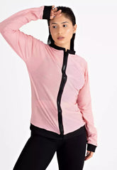 Casaco Feminino Fitness Longo Rosa De Tela Com Ziper