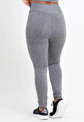 Calça Legging Feminina Cintura Alta Fitness Cinza com Elástico