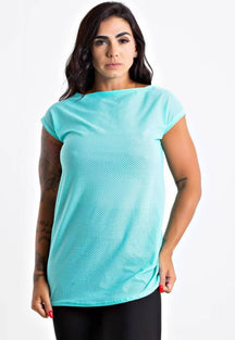 Blusa Feminina De Tela Manga Curta Turquesa