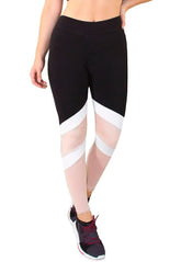 Calça Legging Feminina Fitness Preta e Rosê com Listra Branca